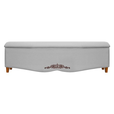 Recamier Baú Provençal 140cm para Cama Casal Linho - Sofa Store:linho Cinza Claro