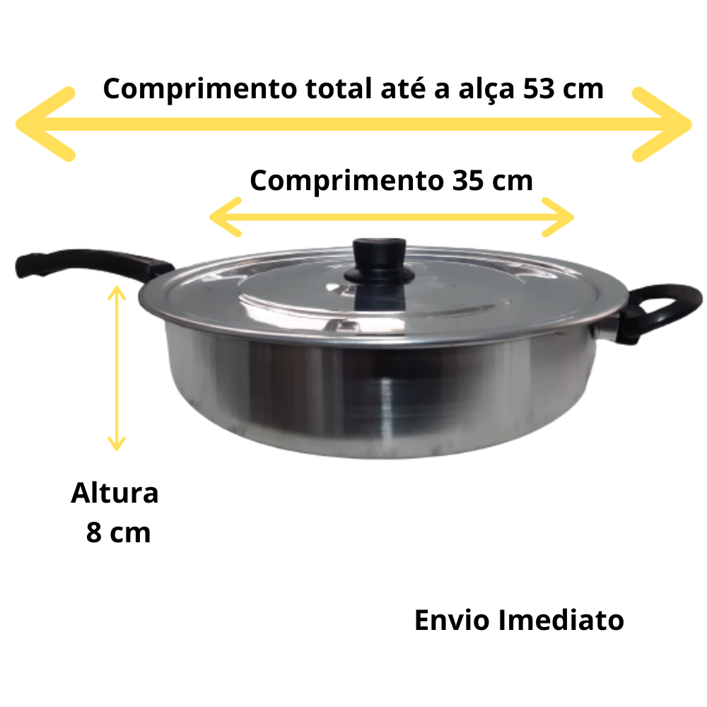 Frigideira Grande de Aluminio N°30 com Tampa - 4