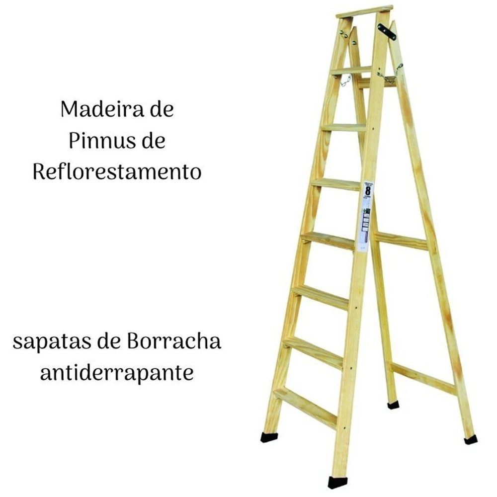 Escada de Madeira Americana com Sapata - ESCADAS SEGURANÇA - 3
