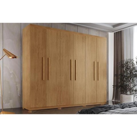Guarda Roupa Casal 6 Portas e 2 Gavetas C- Pés Espanha Naturale - Rufato