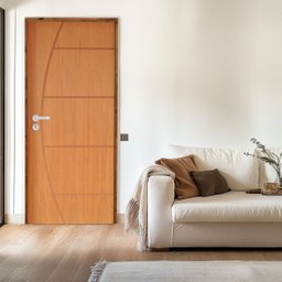 Kit Porta de Madeira 210x82cm Batente 11cm Fechadura Stilo Belissima 6 Rodam  - 1