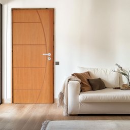 Kit Porta de Madeira 210x82cm Batente 11cm Fechadura Stilo Belissima 6 Rodam  - 1