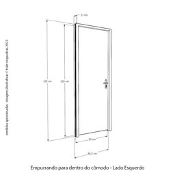 Kit Porta de Madeira 210x82cm Batente 11cm Fechadura Stilo Belissima 6 Rodam  - 3