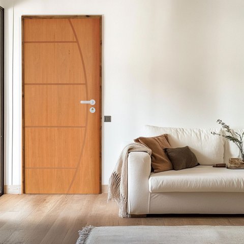 Kit Porta de Madeira 210x82cm Batente 14cm Fechadura Stilo Belissima 6 Rodam Abertura Esquerda