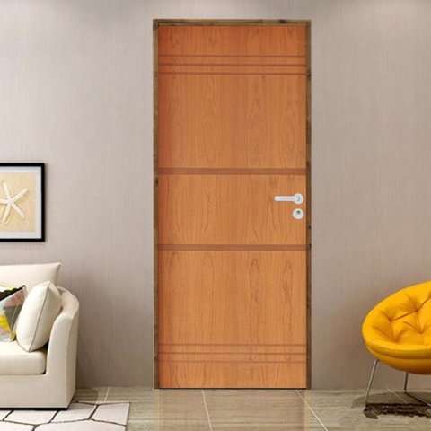 Kit Porta de Madeira 210x62cm Batente 9cm Fechadura Stilo Belissima 7 Rodam Abertura Esquerda Marrom