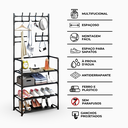 Ver imagem 4 de Organizador de Sapatos Ganchos Estante Sapateira Multiuso Bolsas 4 Prateleiras Compacta