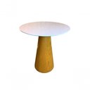 Ver imagem 1 de Mesa De Jantar Cone 70 Cm Base Madeira Freijó Tampo Laqueado Branco Cor Marrom