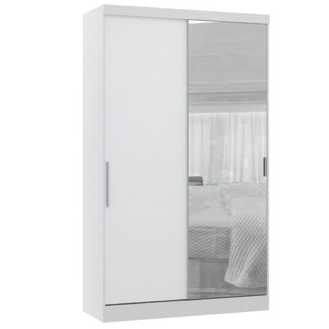 Guarda Roupa Modulado 134,50cm 2 Portas de Correr com Espelho Alpes Luciane Móveis
