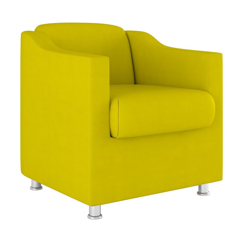 Cadeira Poltrona Decorativa Reforçada Sala de Espera – Balaqui Decor Cor:Amarelo - 1