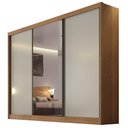 Ver imagem 1 de Guarda-roupa Casal 100% Mdf 3 Portas Correr com Espelho 6 Gavetas Natus Novo Horizonte Cumaru Fendi