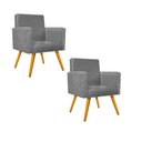Ver imagem 1 de Kit 2 Poltronas Decorativas Luana com Pés Palito para Sala Escritório Suede Cinza