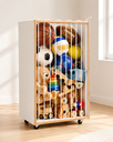 Ver imagem 1 de Baú Organizador Porta Bolas e Brinquedos Infantil  Cesto Multifuncional com Rodinhas | MDF Branco