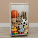 Ver mais imagens de Baú Organizador Porta Bolas e Brinquedos Infantil Cesto Multifuncional com Rodinhas | Mdf Branco