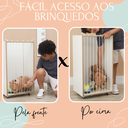 Ver imagem 2 de Baú Organizador Porta Bolas e Brinquedos Infantil  Cesto Multifuncional com Rodinhas | MDF Branco