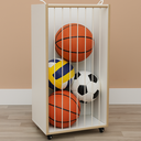 Ver imagem 1 de Baú Organizador Porta Bolas e Brinquedos Infantil Cesto Multifuncional com Rodinhas | Mdf Branco