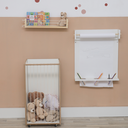 Ver imagem 2 de Baú Organizador Porta Bolas e Brinquedos Infantil Cesto Multifuncional com Rodinhas | Mdf Branco