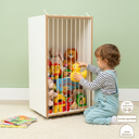 Ver imagem 3 de Baú Organizador Porta Bolas e Brinquedos Infantil  Cesto Multifuncional com Rodinhas | MDF Branco
