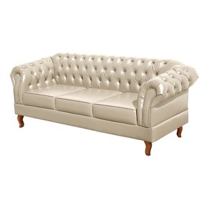 Sofá Chesterfield Dom Pedro Duque 3 Lugares - Couríssimo Bege