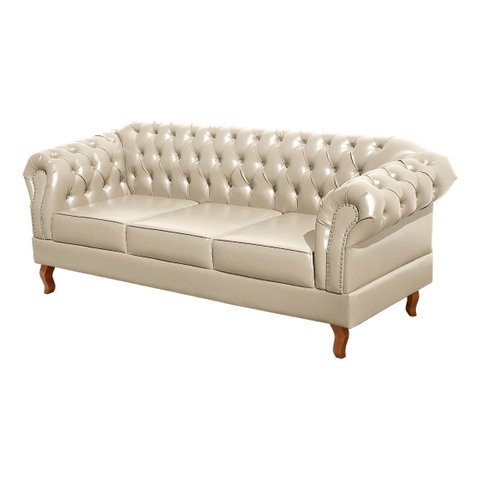 Sofá Chesterfield Dom Pedro Duque 3 Lugares - Couríssimo Bege