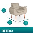 Ver imagem 5 de Poltrona Opala para Sala Confortável Resistente Veludo Bege