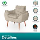Ver imagem 3 de Poltrona Opala para Sala Confortável Resistente Veludo Bege