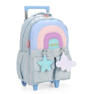 Mochila com Rodas Up4you Arco Íris Azul Petit - Luxcel