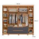 Ver imagem 2 de Guarda Roupa Casal Doble 06 Portas e Cômoda Duetto 10 Gavetas Freijo Titanium- Móveis Albatroz