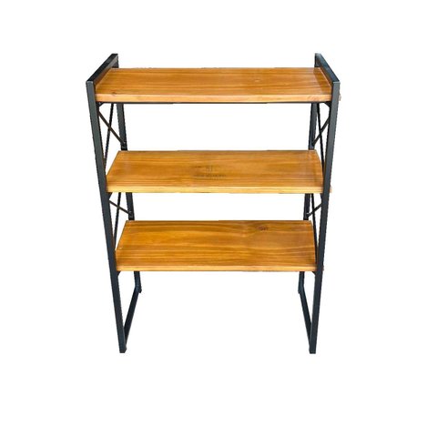 Prateleira Pé Multiuso Ferro E Madeira 80 Cm Decoração estilo industrial MINAS ARTE PRÓPRIA estante 