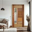 Ver imagem 1 de Kit Porta de Madeira Pivotante 210x120cm Batente 14cm Fechadura 803 Rolete Externa 3B Com Visor Hale Esquadrias 