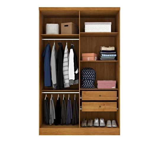 Guarda Roupa Amsterdam 4 Pts 2 Gavetas com Pés - Cinamomo/Off Móveis Tcil