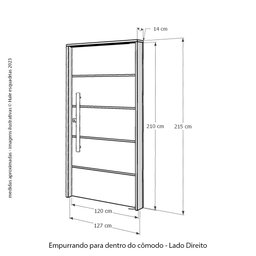 Kit Porta de Madeira 210x120cm Batente 14cm Fechadura 803 Rolete Com Visor Hale Esquadrias  - 3