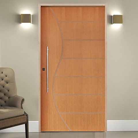 Kit Porta de Madeira Pivotante 210x120cm Batente 14cm Fechadura 803 Rolete Externa Belissima 12 Hale