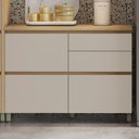 Ver imagem 1 de Balcão 1 Porta Basculante 4 Gavetas Rainha 120cm 100% MDF Cinza/Nature/Greige