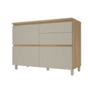 Ver imagem 4 de Balcão 1 Porta Basculante 4 Gavetas Rainha 120cm 100% MDF Cinza/Nature/Greige