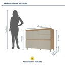 Ver imagem 5 de Balcão 1 Porta Basculante 4 Gavetas Rainha 120cm 100% MDF Cinza/Nature/Greige