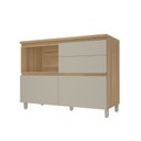 Ver imagem 3 de Balcão 1 Porta Basculante 4 Gavetas Rainha 120cm 100% MDF Cinza/Nature/Greige