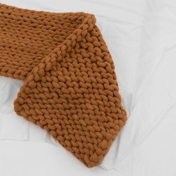 Manta Peseira de Maxi Tricot Queen 0,70x2,20m, Cor Caramelo - Magma Cotton - 4