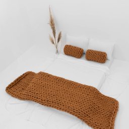 Manta Peseira de Maxi Tricot Queen 0,70x2,20m, Cor Caramelo - Magma Cotton - 2