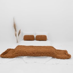 Manta Peseira de Maxi Tricot Queen 0,70x2,20m, Cor Caramelo - Magma Cotton - 3