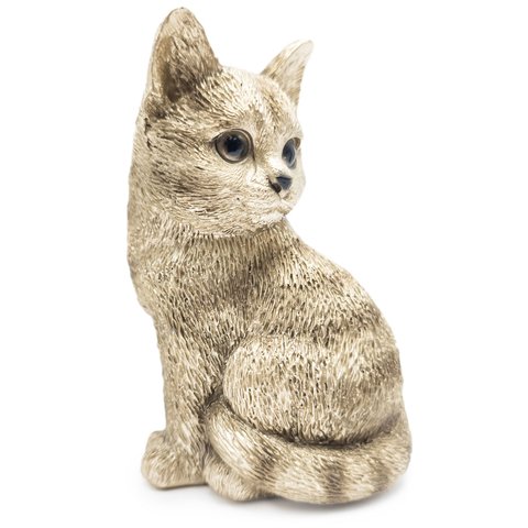 Estatueta Gato Realista Decorativo Enfeite Sala Casa Estátua Resina Animal Pet Gatinho Decoração - M