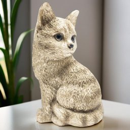 Estatueta Gato Realista Decorativo Enfeite Sala Casa Estátua Resina Animal Pet Gatinho Decoração - M - 4