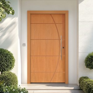 Kit Porta de Madeira Pivotante 210x120cm Batente 14cm Fechadura 803 Rolete Externa Belissima 5 Hale Esquadrias