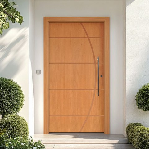 Kit Porta de Madeira Pivotante 210x120cm Batente 14cm Fechadura 803 Rolete Externa Belissima 5 Hale Esquadrias 