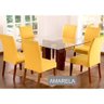 Capas Para Cadeiras De Jantar 06 Peças Em Malha Gel Lisa - Amarelo - 1
