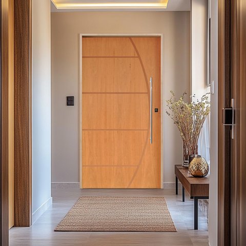 Kit Porta de Madeira Pivotante 210x102cm Batente 14cm Fechadura 803 Rolete Externa Belissima 6 Hale Esquadrias