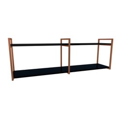 Nicho Industrial 2 Prateleiras Copacabana Ferro Cobre Tampo Preto 120cm - 1