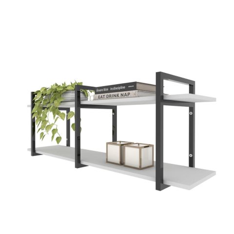 Prateleira Industrial Suspensa para Sala - MDF Branco Off White