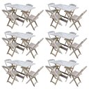 Ver imagem 1 de Kit 6 Conjuntos De Mesa Com 4 Cadeiras De Madeira Dobravel 120X70 Sem Pintura/Crua - Marrom