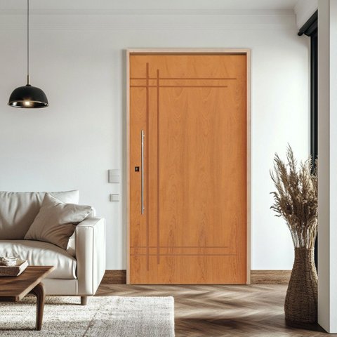 Kit Porta de Madeira Pivotante 210x110cm Batente 14cm Fechadura 803 Rolete Externa Belissima 9 Hale