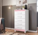Ver imagem 6 de Cômoda Esmeralda 5 Gavetas Organizadora de Roupas Premium Multiuso Quarto Moderno Cor Branco